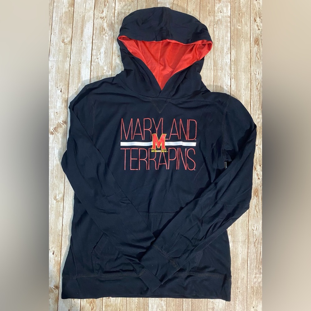 Maryland Terrapins UMD Terps Women's Recovery Line Em Up Pullover Hoodie Black L - Picture 7 of 13
